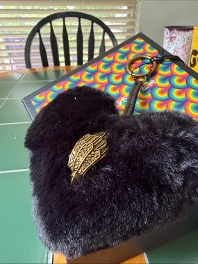 Kurt Geiger Black Heart Fur Charm